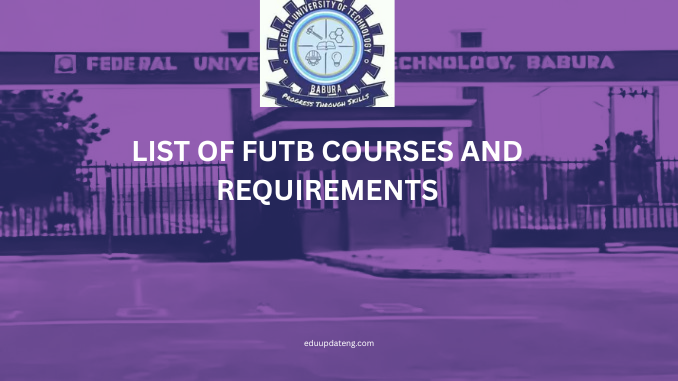 List of FUTB Courses and Requirements